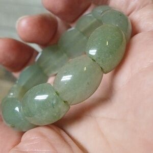 $599 Burmese Jade Bracelet Green Water Jade Translucent Stretch Rare 6" 7" 8"